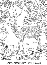 hand drawn animal coloring page