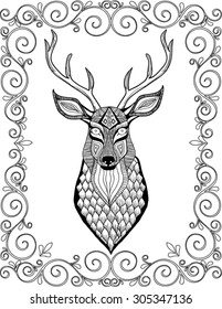 hand drawn animal coloring page