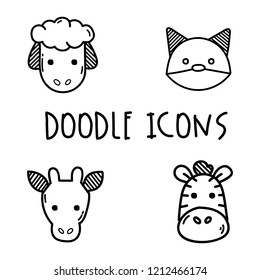 Hand drawn Animal head  icons 