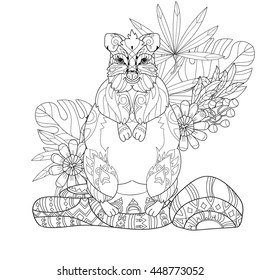 Page For Adult Coloring Book Hand Drawn Animal Kangaroo In Zen Art Style Vector Monochrome Sketch Doodle