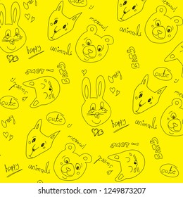 Hand drawn animal pattern vector