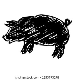 Hand Drawn Animal Pig Zodiac Year Transportation for Graphic Design, Shirt, Background, Logo, Icon and Template. Vector Illustration EPS10