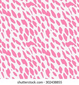 Hand drawn animal seamless pattern in rose and white colors made of brush strokes and blots. Contrast and modern background. Can be used for wallpaper, web page backgrounds and textile industry