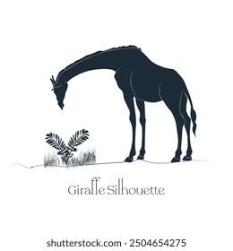 Hand drawn Animal silhouette, A tall Giraffe standing in jungle, An illustration for creating company brand