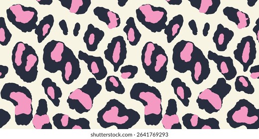 Hand Drawn animal skin and fur print seamless pattern with nature whimsical shapes, spots, dots and lines with textures. Vibrant jungle boho print. Modern exotic collage print