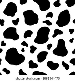Hand drawn animal skin shapes seamless pattern, Black and white spots texture. Abstract background for wrapping paper, textile, wallpaper.