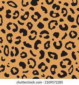 Hand drawn animal skin shapes seamless pattern, cheetah or leopard  spots texture. Abstract background for wrapping paper, textile, wallpaper.
