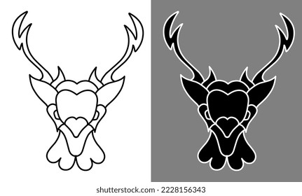 hand drawn animal  tribal tattoo line art illustration