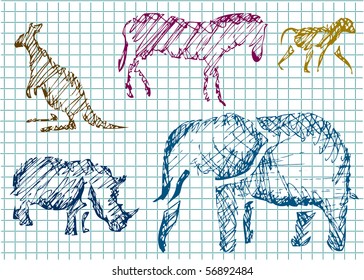 hand drawn animals