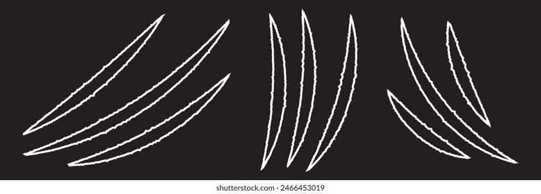 Hand drawn Animal's claws scratch scrape track. Claws scratches icon isolated on transparent background, Claw sign vector Illustration. 11:11