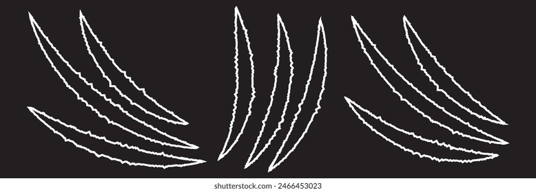 Handgezeichnete Tierkrallen kratzt Titel. Kratzer-Symbol isoliert auf transparentem Hintergrund, Krallenzeichen-Vektorillustration. 11:11