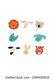 Handgezeichnete Tiere, die im Kunststil stehen, moderne minimalistische Kunst, Vektorgrafik