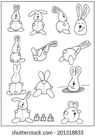 Hand drawn animals isolated on white background