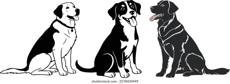 Hand drawn animals silhouette illustration