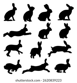 Hand drawn animals silhouette set collection