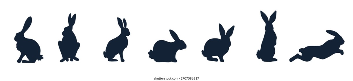 Hand drawn animals silhouette set