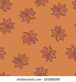 Hand drawn anise seamless vector pattern.