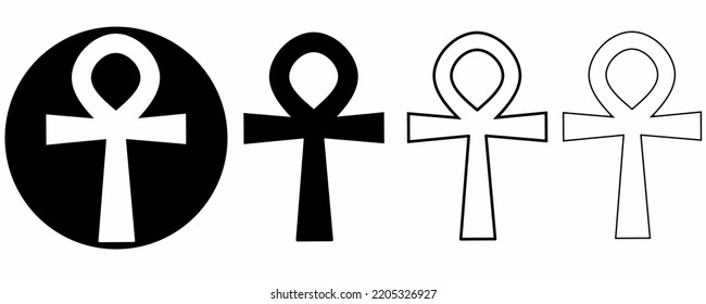 hand drawn ankh sign set isolated on white background.hand drawing ankh Symbol vector