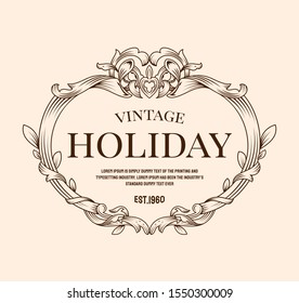 Hand drawn antique frame vintage label banner elegant flourishes vector illustration