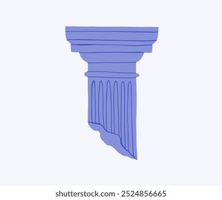 Hand drawn antique marble column. Vector illustration in flat style.