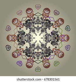 Hand drawn antistress snowflake. Template for cover, poster, t-shirt or tattoo. Winter coloring pages for adult art therapy. Vector illustration.