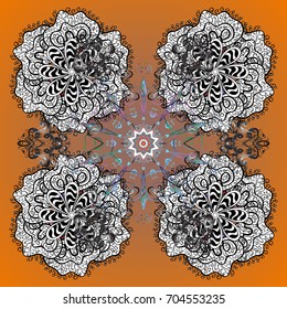 Hand drawn antistress snowflake. Template for cover, poster, t-shirt or tattoo. Winter coloring pages for adult art therapy. Vector illustration.