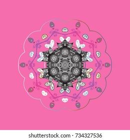 Hand drawn antistress snowflake. Template for cover, poster, t-shirt or tattoo. Winter coloring pages for adult art therapy. Vector illustration.