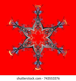 Hand drawn antistress snowflake. Template for cover, poster, t-shirt or tattoo. Winter coloring pages for adult art therapy. Vector illustration.