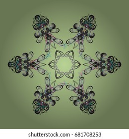 Hand drawn anti-stress snowflake. Vector illustration. Template for cover, poster, t-shirt or tattoo. Winter coloring pages for adult art therapy.