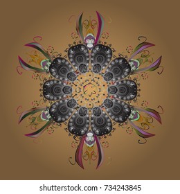 Hand drawn antistress snowflake. Vector illustration. Template for cover, poster, t-shirt or tattoo. Winter coloring pages for adult art therapy.