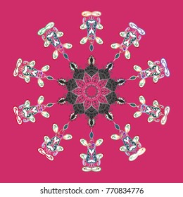 Hand drawn antistress snowflake. Winter coloring pages for adult art therapy. Vector illustration. Template for cover, poster, t-shirt or tattoo.