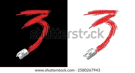 Hand drawn antiwar vector poster. Stop war. Tank drives along, leaving red trail behind it on black and white. Blood. 3 years of war between Russia and Ukraine. Special military operation. Peace