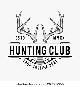 Hand Drawn Antler Hunting logo illustration