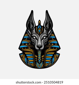 Hand drawn anubis. artwork ancient Egyptian pharaoh vector illustration	