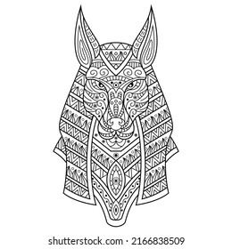 Hand drawn of anubis in zentangle style