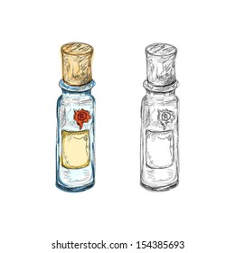 hand drawn apothecary flasks with blank labels