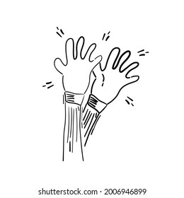 Hand Drawn of Applause, Hands Clapping Ovation Gesture with Doodle Style