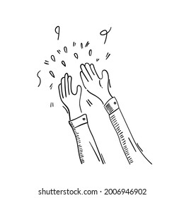 Hand Drawn of Applause, Hands Clapping Ovation Gesture with Doodle Style