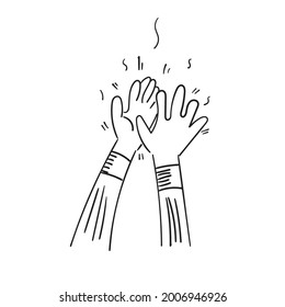 Hand Drawn of Applause, Hands Clapping Ovation Gesture with Doodle Style