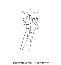 Hand Drawn of Applause, Hands Clapping Ovation Gesture with Doodle Style