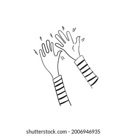 Hand Drawn of Applause, Hands Clapping Ovation Gesture with Doodle Style
