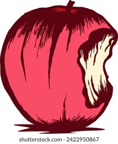 Una ilustración de la cometa de Apple dibujada a mano es una representación encantadora de una manzana mordida creada a través de técnicas artísticas dibujadas a mano