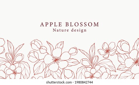Hand drawn apple blossom background