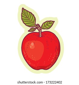 Hand drawn apple cartoon vector.