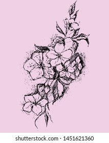 
hand drawn apple and chicory flowers on a pink background
suitable for covers and floral prints prints
