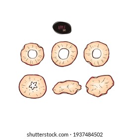 Paquetes de manzana dibujados a mano. Ilustración de color en estilo de esbozo.