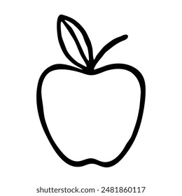 Hand drawn apple doodle. Colored simple outline illustration