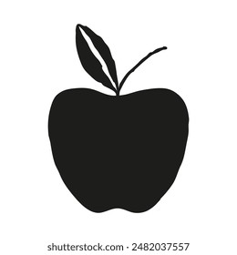 Hand drawn apple doodle. Colored simple outline illustration