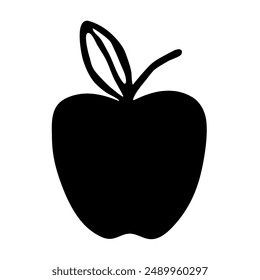 Garabato de manzana dibujado a mano. Ilustración de contorno simple coloreado