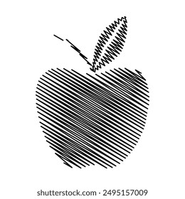 Hand drawn apple doodle. Colored simple outline illustration